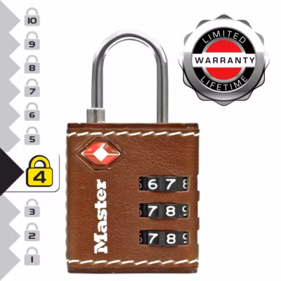 4692EURDBRN Cadenas à Combinaison TSA, Cuir Marron, 5,5 x 3 x 2,6 cm
