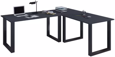Bureau Lona H. 76 x L. 160 x P. 160 cm Noir / Anthrazit
