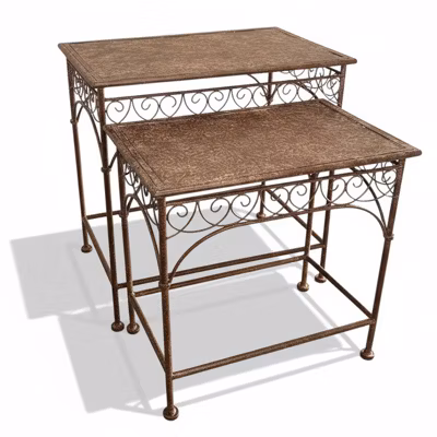 Ensemble de 2 tables d&rsquo;appoint fer 60x40x58cm