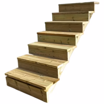 BERLIN Escalier extérieur bois 7 marches H 122cm L-60cm – avec contre marche