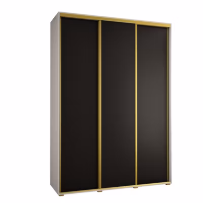 Armoire Cannes 1 à Portes Coulissantes 205,2/170/45 3 Portes (blanc,noir.doré)