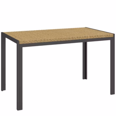 Table de jardin rectangulaire 4 personnes métal plateau résine tressée naturel