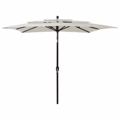vidaXL Parasol à 3 niveaux avec mât en aluminium Sable 2,5×2,5 m