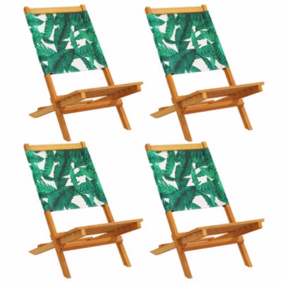 Chaises de jardin pliantes lot de 4 vert tissu et bois massif vidaXL