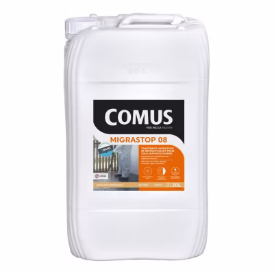 Hydrofuge Minéral MIGRASTOP 08 – 20L- Traitement Hydrofuge reminéralisant et restructurant pour supports fermés – COMUS