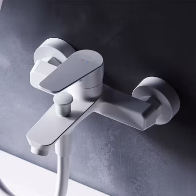 Mitigeur de baignoire mécanique Robinet de baignoire, mitigeur salle de bain, Blanc FTA10033 Hit AM.PM