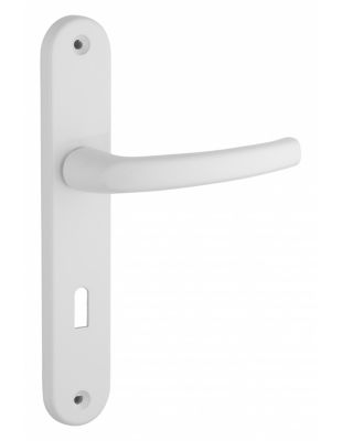 Ensemble de poignées pour porte de chambre Sultane trou de clé, carré 7mm, entr&rsquo;axes 195mm, blanc – THIRARD