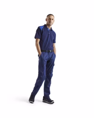 Pantalon de travail industriel stretch 2D Marine/Bleu Roi – poches genouillères, taille élastique, multi-poches