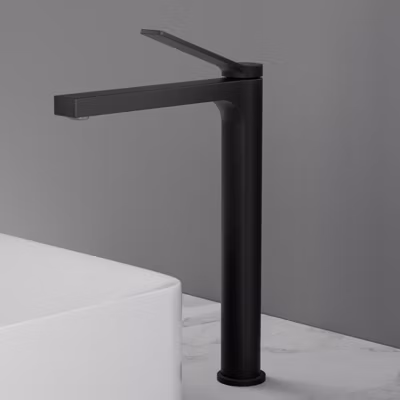 EMKE Robinet de salle de bain noir mat, Mitigeur lavabo 33.5×23.3 cm, cartouche céramique laiton massif