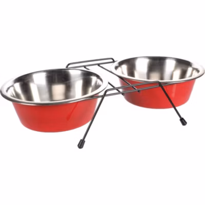 Ecuelle duo D 21 cm, 1600 ml avec support Arjun, L, pour chien