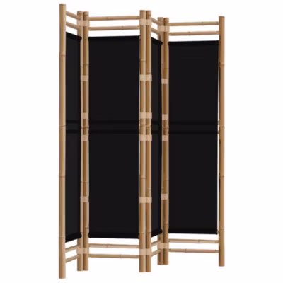Cloison de séparation pliante 4 panneaux 160 cm Bambou et toile vidaXL