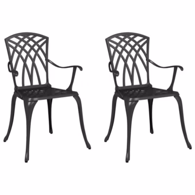 Chaise de jardin 2 pcs Noir 53 x 51 x 88,5cm Aluminium vidaXL