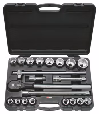 KS Tools – 911.0751 – Coffret de douilles 12 pans en pouces et accessoires 3/4 », 21 pièces