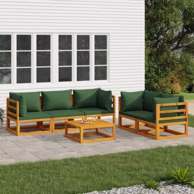 vidaXL Salon de Jardin avec Coussins 6 pcs, Canapés avec Dossier, Ensemble de Meubles avec Table Basse Patio Terrasse, 3155317