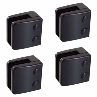 4 x Pince à verre plate modèle 06 – Ep. verre 8,76 mm – Zamak noir RAL 9005