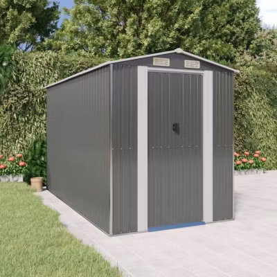 3147440 vidaXL Abri de jardin Gris clair 192x357x223 cm Acier galvanisé