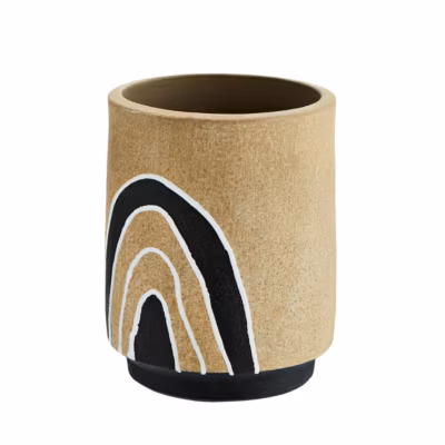 Vase en terre cuite Noir – naturel et blanc