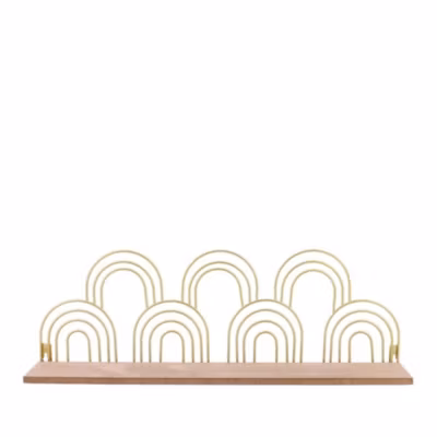 Etagère murale forme arches dorés 50cm