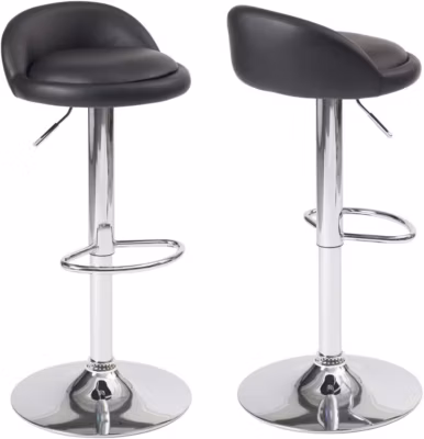 Lot 2 Tabourets De Bar-cuisine Simili Pivotant Hauteur Réglable Pied Chrome SATI (noir)