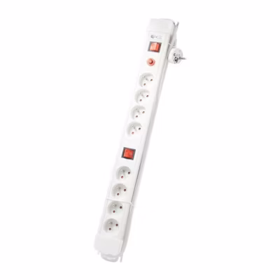 Bloc avec 2 interrupteurs – CHACON – 8 x 16 A – 1,5 m – Blanc (FR)