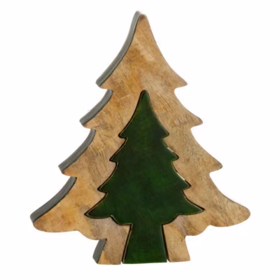 Sapin de Noël à Poser « Puzzle » 30cm Vert & Naturel