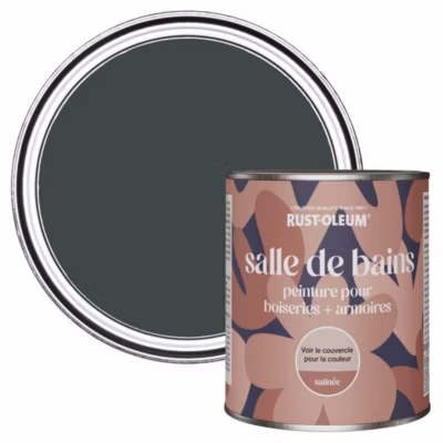 Peinture Noire pour Boiseries de Salle de Bains, Satinée – RUST-OLEUM – Sable noir 750ml