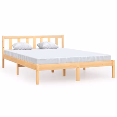Lit double, Lit adulte, Cadre de lit sans matelas bois massif 140×190 cm