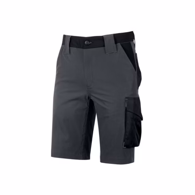 Bermuda de travail MERCURY FU196AG Gris asphalte slim fit, nombreuses poches, zip YKK