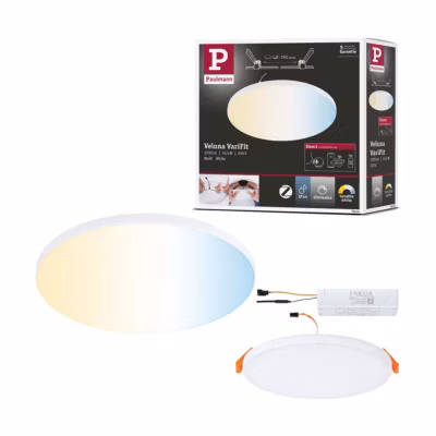 VariFit Panneau encastré LED Smart Home Zigbee 3.0 Veluna Edge IP44 rond 160 mm 15,5W 1000lm Tunable White Blanc gradable