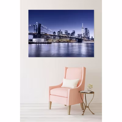 Tableau toile XXL en kit Blue Brooklyn Bridge 180 x 130 cm – Toile textile sans PVC