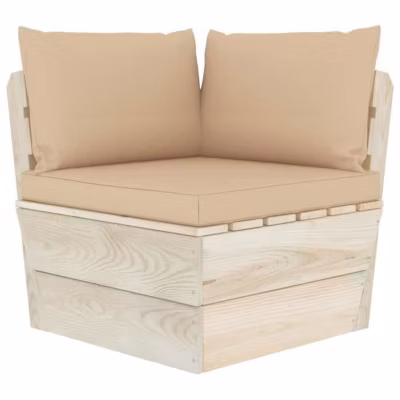 Canapé d&rsquo;angle – vidaXL – Palette de jardin – épicéa imprégné – 4 personnes – Beige