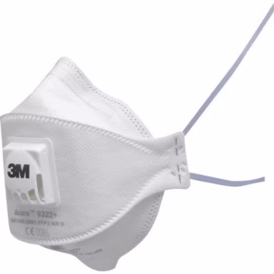 Boîte de 10 masques pliables jetables série Aura™ 9322+ FFP2 avec soupape – 3M – 7000088722