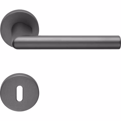 2 poignées rosace carrée A CLIPSER, rosace trou de clé L, finition gris anthracite garantie 5 ans, pour porte intérieure.