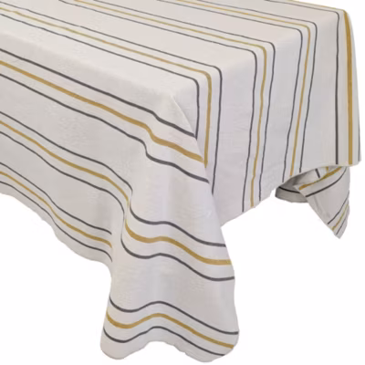 Nappe rectangle 160×200 cm HOSHI en coton fil teint à rayures vert Jasmin