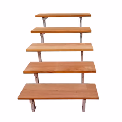 Escalier en acier BALI, 5 marches en bois exotique Bangkirai, Hauteur 88 cm – L 60 cm