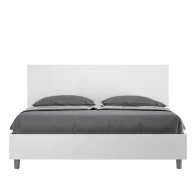 Lit double avec rangement, double relevable, 160×200 cm, frêne blanc, New Egos