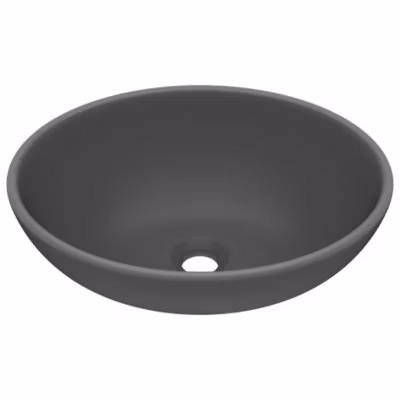 Vasque à poser, Lavabo ovale de luxe Gris foncé mat 40×33 cm Céramique