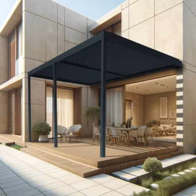 Pergola bioclimatique TRESNA 7,00 x 3,062m Vérin à Télécommande (Gris anthracite)