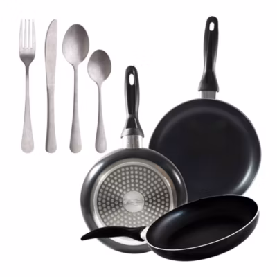 Ensemble de 3 poeles a frire San Ignacio Navy Black 16-20-24cm avec couverts