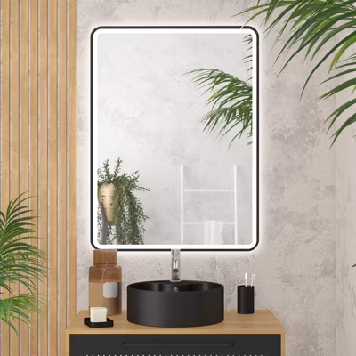 Miroir LED salle de bain et contour noir – 100x70cm – GO BLACK LED