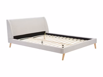 Lit 160 x 200 cm – Tissu – Beige – BENEDICTE