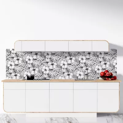 Crédence Adhésive Fleurs Doodle Noir Et Blanc 100 x 40 cm