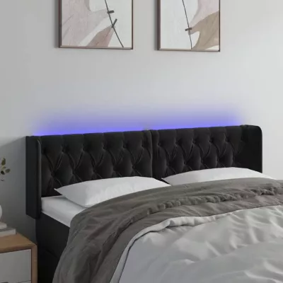 vidaXL Tête de Lit à LED Meuble de Chambre à Coucher Accessoire de Lit Double Tête de Cadre de Lit Intérieur Noir 3123622