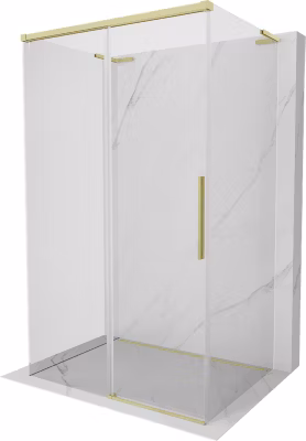 Mexen Rox-3S L cabine de douche 3-parois coulissante 145 x 85 cm, transparent, or brossé – 8C2L-145-085-55-00-3S