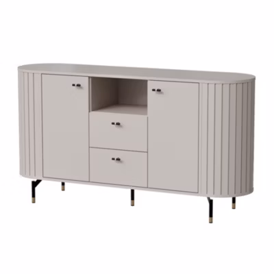 Buffet 2 portes avec 2 tiroirs 150 cm beige gris ZANTE