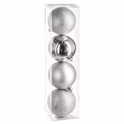 Boule de noël 80 mm x 4 argent – feeric lights & christmas
