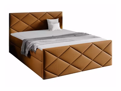Lit continental Baltimore 155, Double, Jaune, Tissu, Disponible