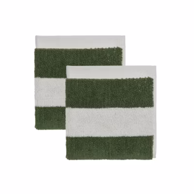 Lot de 2 gants de toilette vert en coton organique h30x30cm