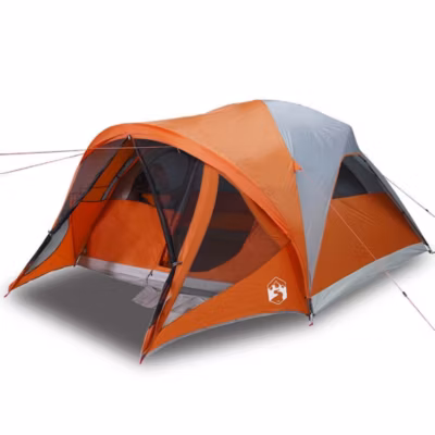 Tente familiale tunnel 6 personnes gris et orange imperméable vidaXL