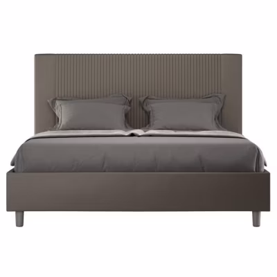 Lit en simili cuir Goya cappuccino avec sommier rembourré 160×200